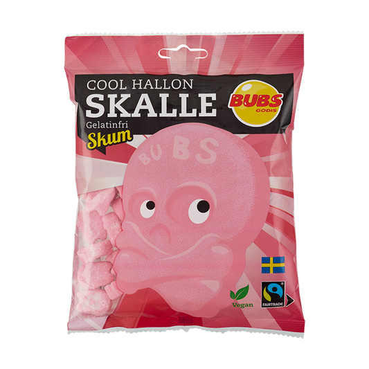 Bubs Skalle Sour Cool Raspberry Vegan Peg Bag 90g 12ct (Sweden)