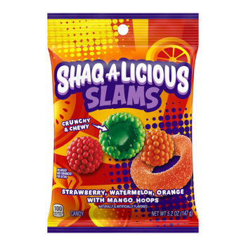 SHAQ-A-LICIOUS Slams Peg Bag (Strawberry, Watermelon ,Orange with Mango Hoops) 5.2oz 12ct