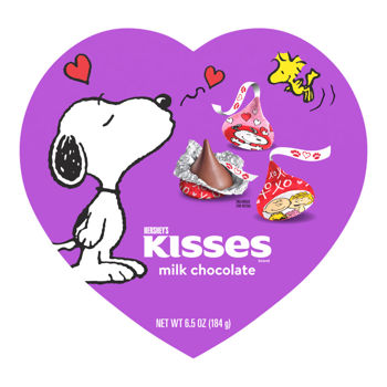 Hershey's Milk Chocolate Kisses With Snoopy & Friends Foils Heart Box 6.5oz 6ct