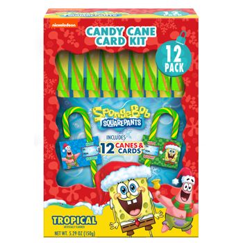 Flix Candy Spongebob Candy Cane & Card Box 5.29oz 12ct