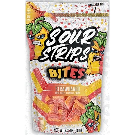 Sour Strips Bites Peg Bag Strawbango 6.35oz 10ct