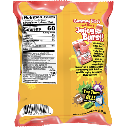 Gupperz® Gummy Liquid Filled Popperz - Strawberry Milk Splash 2.54oz 12ct