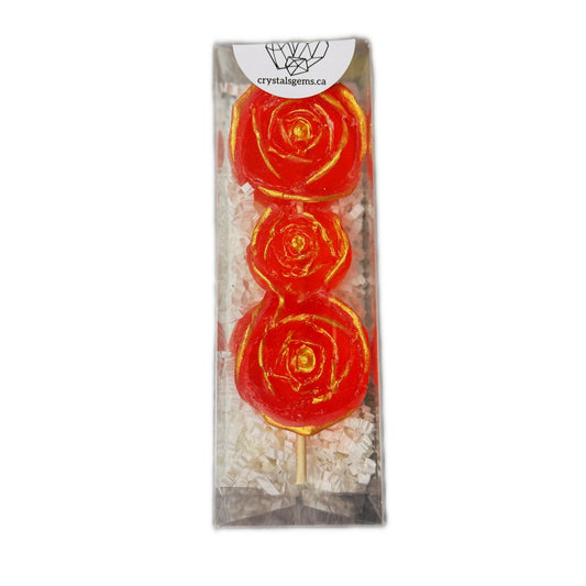 Crystal Gems Rose Pops Strawberry Crystal Candy 6ct (CAN)