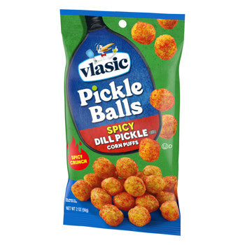 Vlasic Pickle Balls Spicy Dill Pickle Flavored Corn Puffs 2oz 12ct