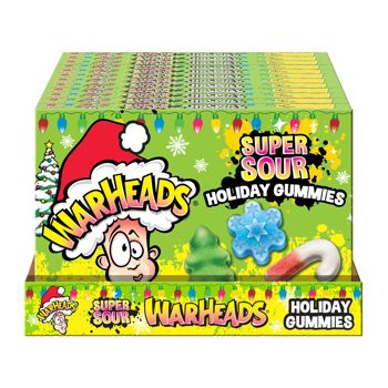 Warheads Sour Gummies Assorted Holiday shapes with 3 SOUR flavors 3oz 12ct