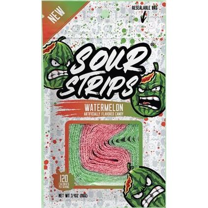 Sour Strips Peg Bag Watermelon 3.4oz 12ct