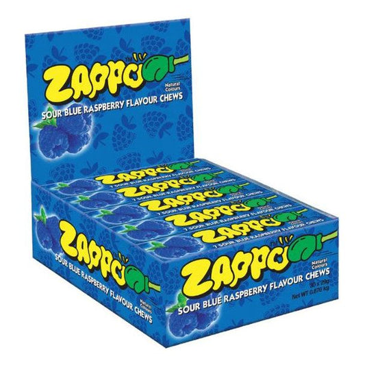 Zappo Sour Blue Raspberry Chews 29g 30ct (Australia)