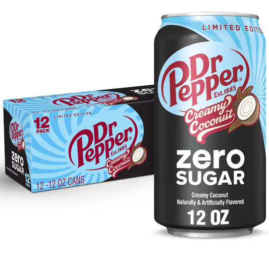 Dr Pepper Zero Creamy Coconut 12oz 12ct (Shipping Extra, Click for Details)