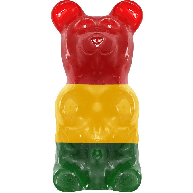 World's Largest Gummy Bear 3-Tone Assorted 5lb (2.26kg) NEW BLISTER PACKING (FIRM, STANDS ON THE SHELF) 3ct