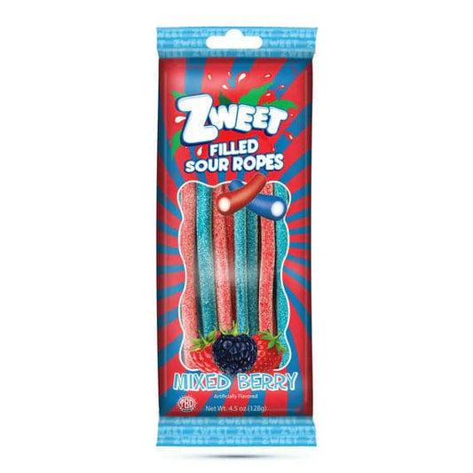 Zweet Sour Ropes Filled Mixed Berry (Halal & Kosher Certified) 4.5oz - 128g 12ct