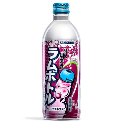 Sangaria Ramune Soda Bottle - Grape 500ml 24ct (Japan) (Shipping Extra, Click for Details)