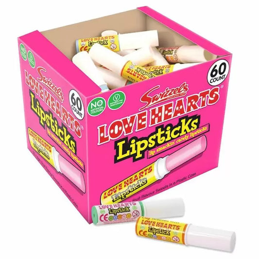 WAREHOUSE SPECIAL - Swizzels Love Hearts Candy Lipsticks 60ct (UK)(BB JULY 2024)
