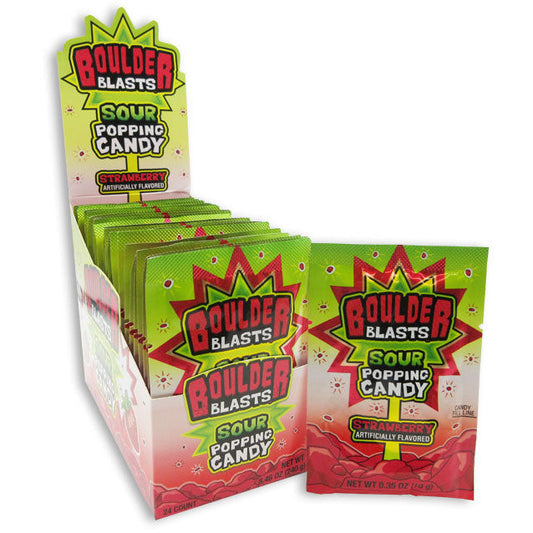 Boulder Blast Sour Popping Candy Strawberry .35oz 24ct
