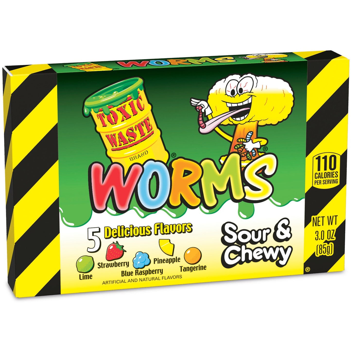 Toxic Waste Worms Theater Box Sour & Chewy Theatre Box 3oz 12ct