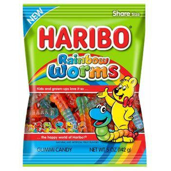 Haribo Peg Bag Rainbow Worms 5oz 12ct