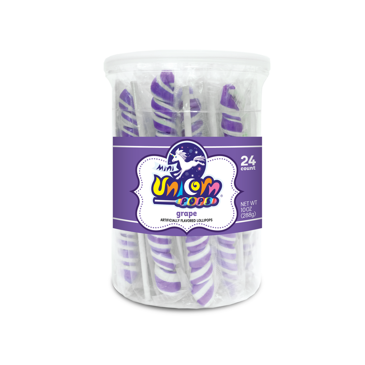 Adams & Brooks Mini Unicorn Lollipop Jar -grape- Lavander 24ct