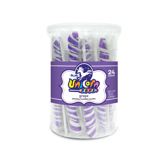 Adams & Brooks Mini Unicorn Lollipop Jar -grape- Lavander 24ct
