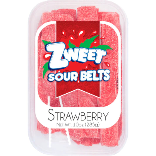 Zweet Sour Belts Strawberry Tray (Halal & Kosher Certified) 10oz - 285g 6ct