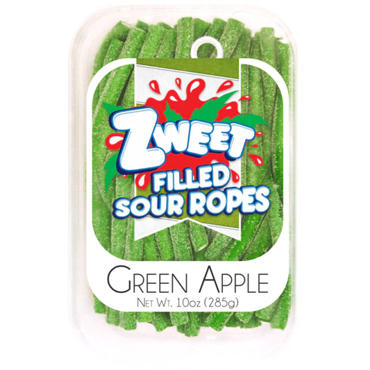 Zweet Sour Filled Ropes Green Apple Tray (Halal & Kosher Certified) 10oz - 285g 6ct