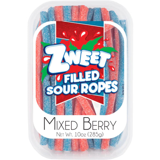 Zweet Sour Filled Ropes Mixed Berry Tray (Halal & Kosher Certified) 10oz - 285g 6ct