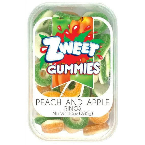 Zweet Gummies Sour Peach & Apple Rings Tray (Halal & Kosher Certified) 10oz - 285g 6ct