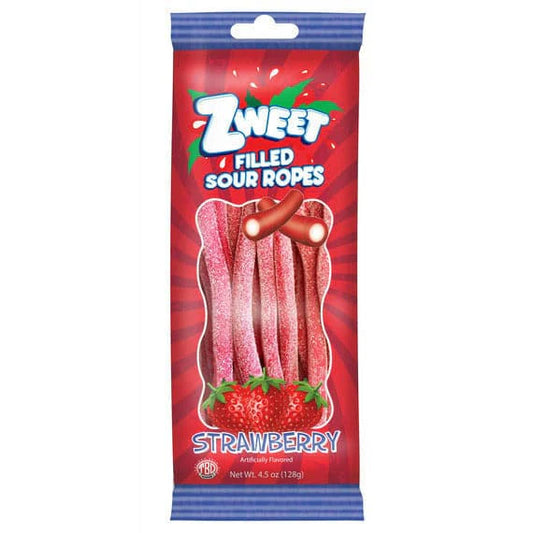 Zweet Sour Ropes Filled Strawberry (Halal & Kosher Certified) 4.5oz - 128g 12ct