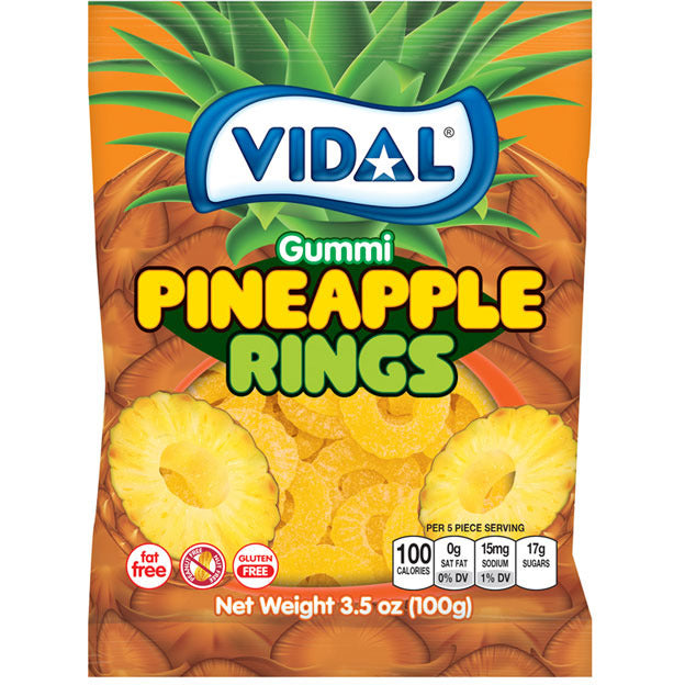 Vidal Gummi Pineapple Rings Peg Bag 3.5oz 14ct