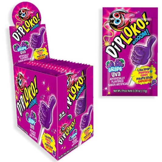 Dip Loko Lollipop With Popping Candy Grape .39oz 24ct