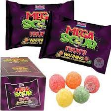 Mega Sour Fruits Candy Bags 104g 12ct (UK)