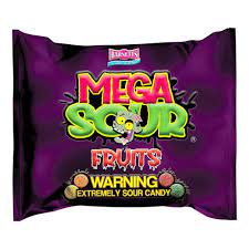Mega Sour Fruits Candy Bags 104g 12ct (UK)