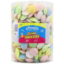 Frisia Flying Saucers Drum 500pc 625g 1ct (UK) - candynow.ca