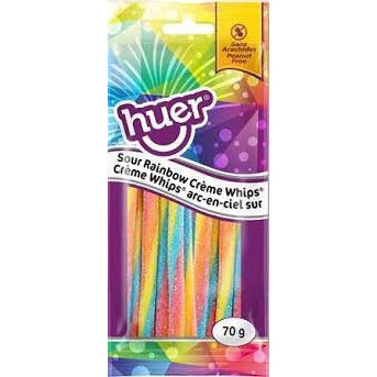 Huer Sour Rainbow Creme Whips Peg Bag 70g 12ct