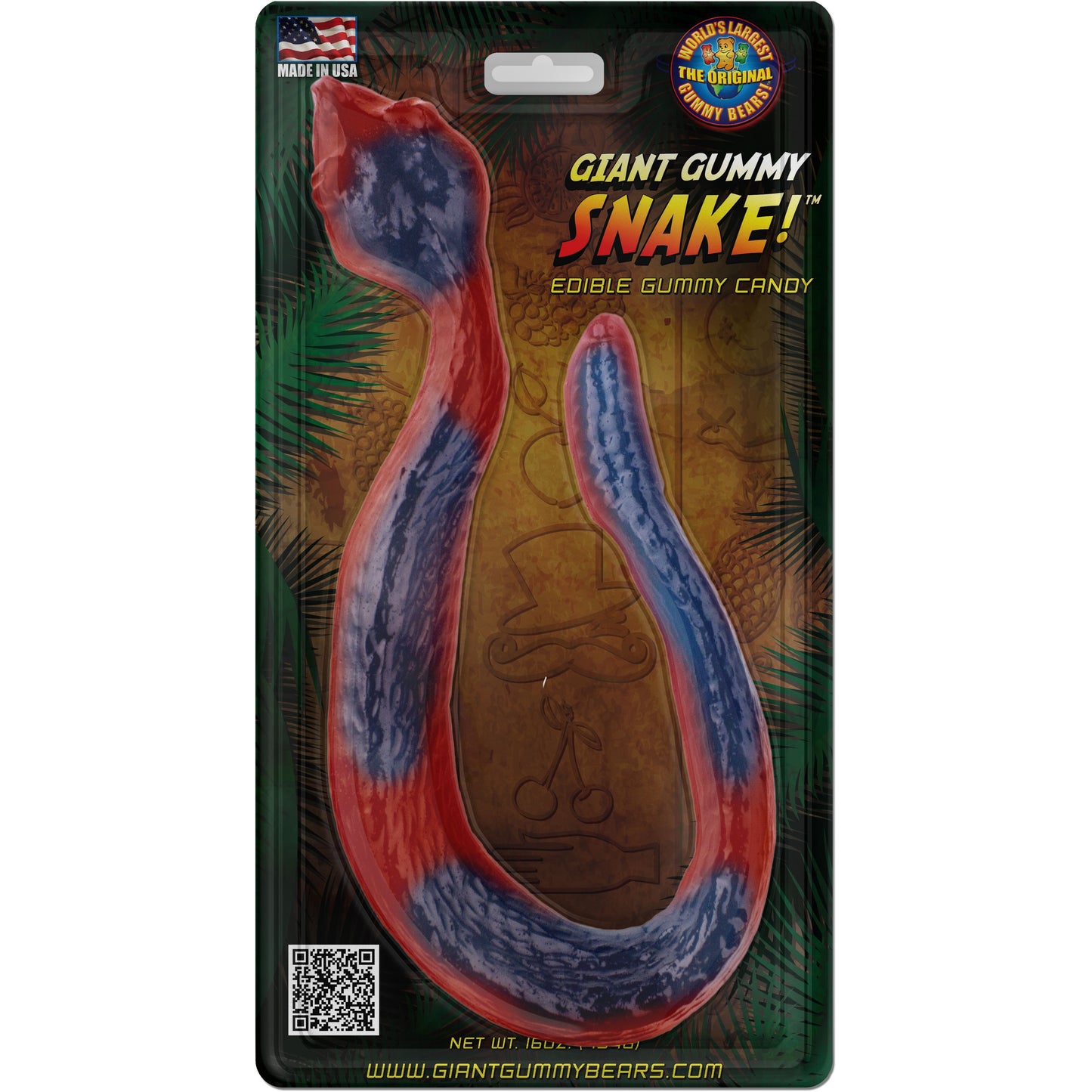 Giant Gummy Snake Blister Assorted Flavors 16oz (454g) 12ct