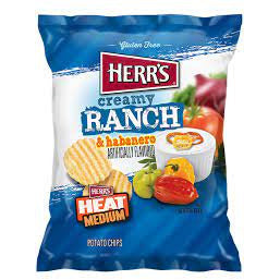 Herrs Chips Creamy Ranch & Habanero  2.50oz 12ct