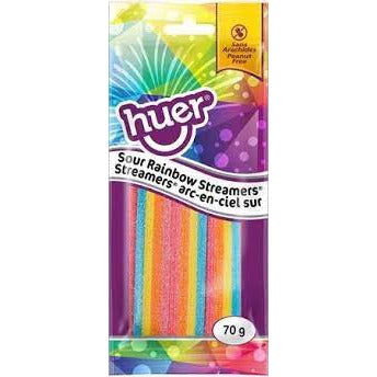 Huer Sour Rainbow Streamers Peg Bag 70g 12ct