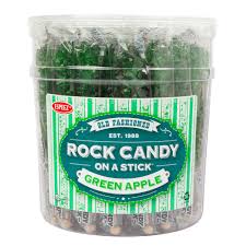 Rock Candy On A Stick Tub - Green Apple - Green 0.8oz 36ct - candynow.ca