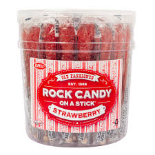 Rock Candy On A Stick Tub - Strawberry - Red 0.8oz 36ct - candynow.ca