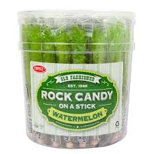 Rock Candy On A Stick Tub - Watermelon - Light Green 0.8oz 36ct - candynow.ca