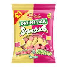 Swizzels Drumstick Squashies Rhubarb & Custard 131g 12ct (UK)