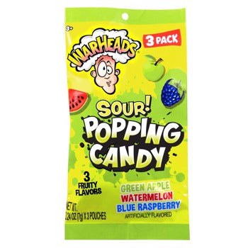 WAREHOUSE SPECIAL - Warheads Sour Popping Candy 3-Pack Peg .74oz 12ct (BB APR 15 2024)