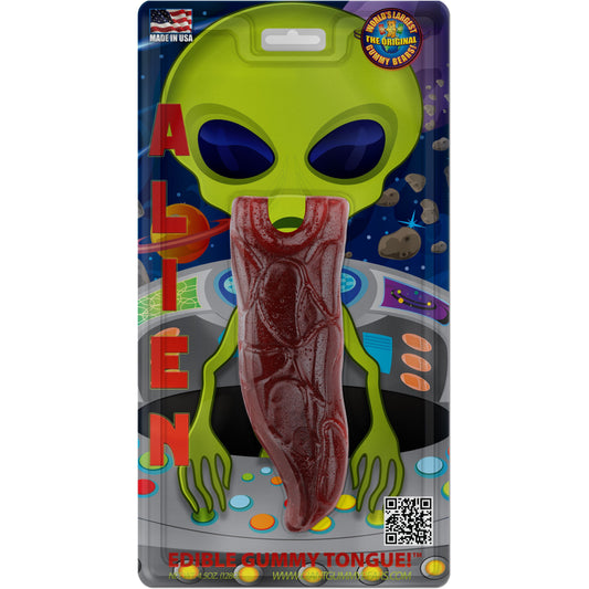 Giant Gummy Alien Tongue in Blister Assorted Grape, Cherry Cola 4.5oz (128g) 12ct