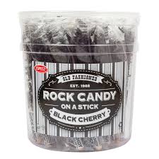 Rock Candy On A Stick Tub - Black Cherry - Black 0.8oz 36ct - candynow.ca