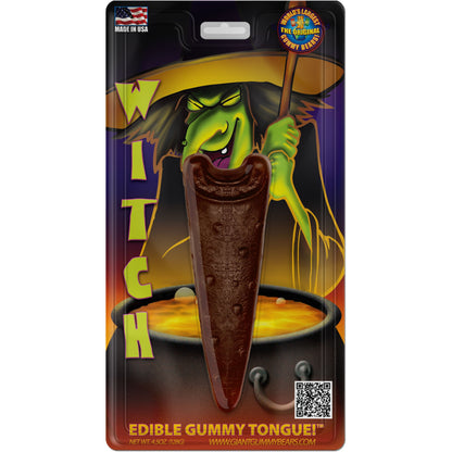 Giant Gummy Witch Tongue in Blister Assorted Sour Apple, Cola 4.5oz (128g) 12ct